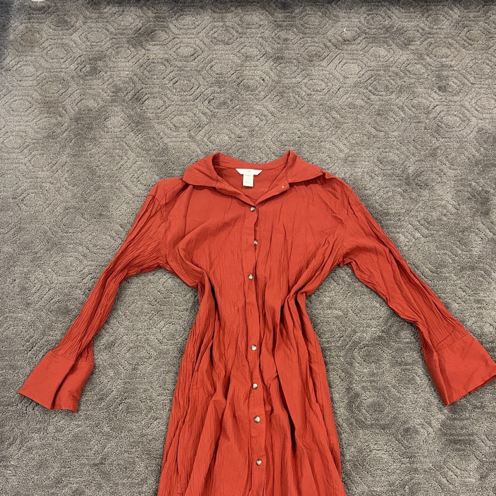 H&M Elegant Red Long Sleeve Dress
